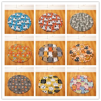 

Cat Round Tapete For Living Room Bedroom Home Decor Carpet Rug Children Kids Soft Play Mat