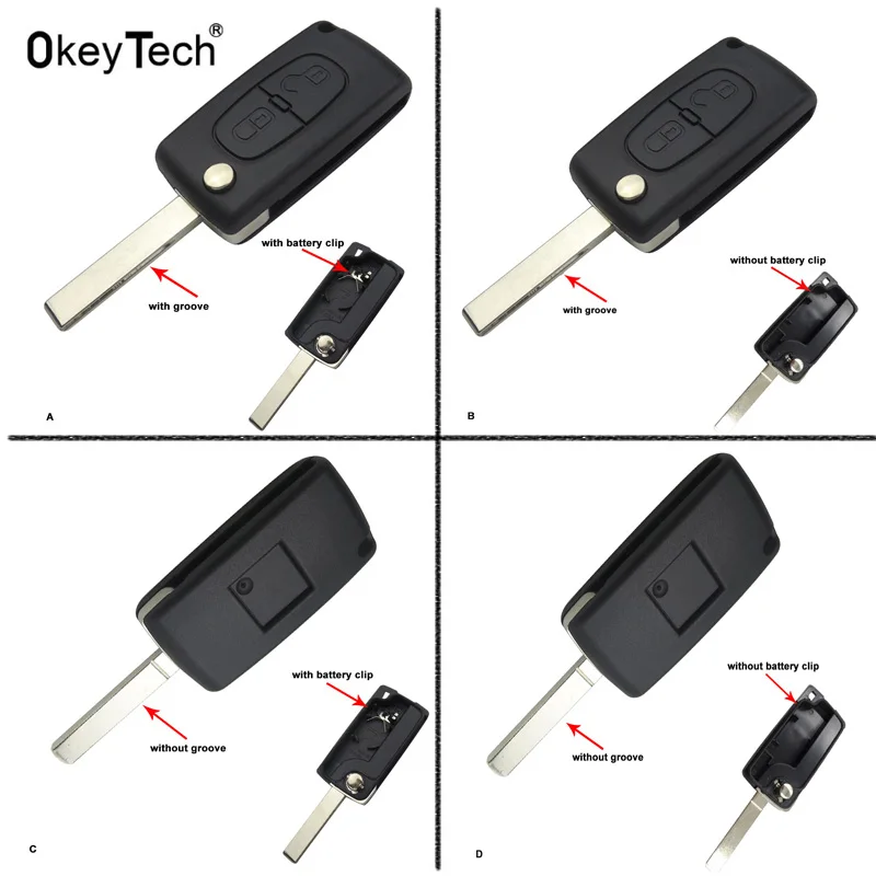 

2 Buttons Flip Key Folding Key AUTO Car Switchblade key Shell for Peugeot 307 206 407 207 308 partner for Citroen C4 C5 C3 blank