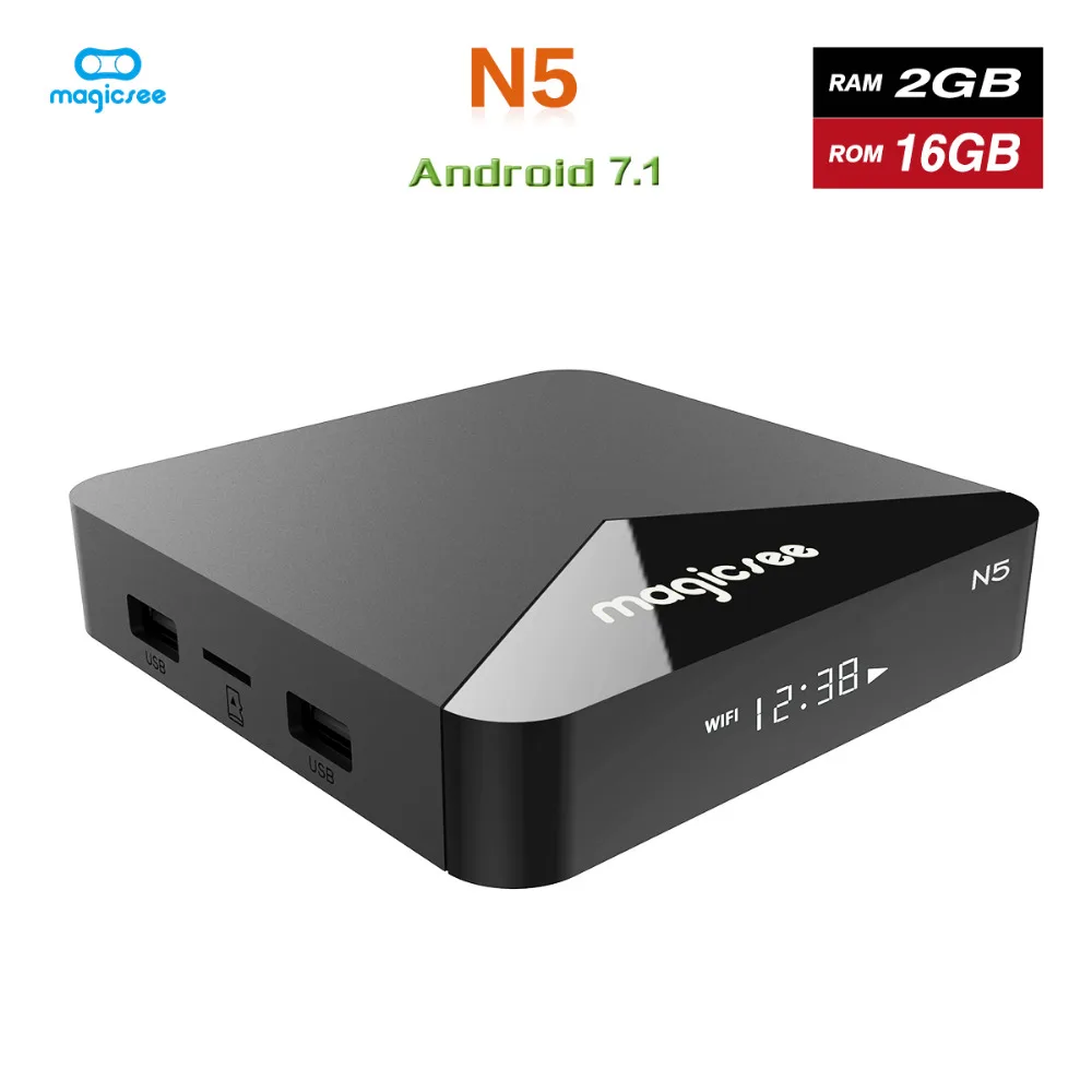Magicsee N5 الروبوت 7.1 التلفزيون مربع Amlogic S905X رباعية النواة 4 K قرار 2 GB RAM 16 GB ROM 2.4G 5G WiFi مجموعة أعلى مربع