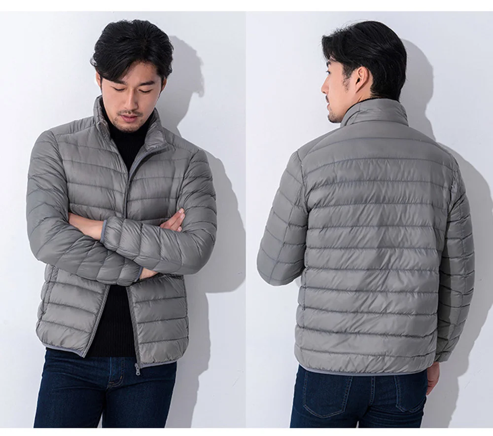 

2018 Winter Men Jacket 90% White Duck Down Ultra Light Thin Jackets O Neck Slim Warm Coat Basic Outwear Windproof Parkas