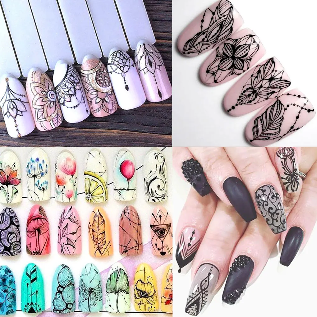 

2019 Hot Sale Flower Necklace Nail Sticker Tatoos Nails Art Decor Nail Manicure Wrap Accessories Heart DIY Decals
