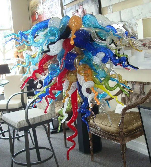 Candelabro de cristal soplado hecho a mano, iluminación LED Chihuly