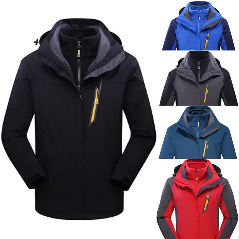 

Two-Piece Suit Men Coat Men's Waterproof Windbreaker Outdoor Sport Hiking Jackets Winter Hoodie Coat Keep Warm windproof #2o19