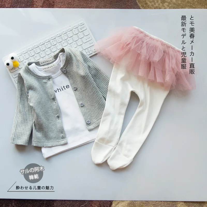 INS/модные колготки для маленьких девочек; сезон весна-осень; тонкая новая газовая юбка для малышей; штаны; одежда для малышей