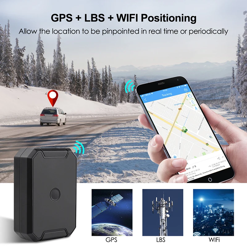 Gps трекер AT1 LBS + WIFI отслеживание в режиме реального времени IP67 водонепроницаемый