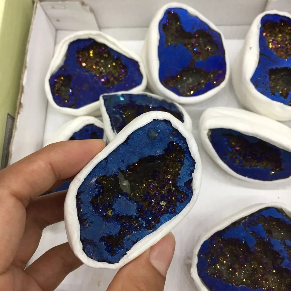 1 шт. Прямая поставка синий гальванический кристалл Druzy Gemstone Geode медитация Рейки