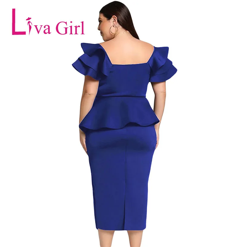 Royal-Blue-Plus-Size-Tiered-Sleeve-Twisted-Peplum-Dress-LC610552-5-2