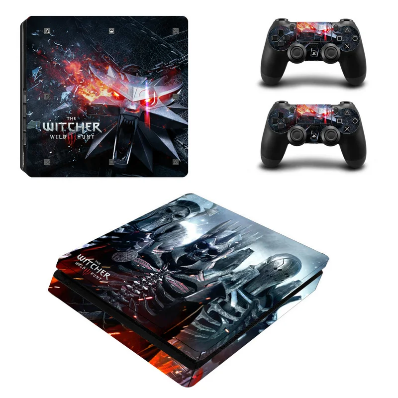 

Vinyl Sticker Witcher Skin Sticker Cover Protector For PS4 Slim Console Kinect and 2 Controller Skin For PS4 Slim Controller