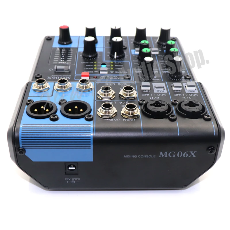 US $128.80 DJ 6 Channel Audio Mixer Sound Mixing Console 6 Input Compact Stereo Mixer With Effects 48V Phantom Power MG06X