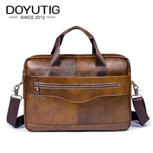 DOYUTIG Для мужчин из натуральной кожи Бизнес Портфели сумку для ноутбука Для мужчин 14 дюйм(ов) компьютерные сумки модные мужские Сумки G110