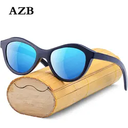AZB поляризованных солнцезащитных очков для Для детей бамбуковая рамка поляризованные очки объектив для мальчиков и девочек