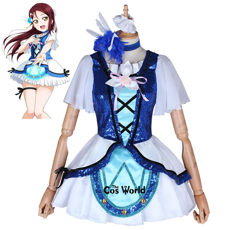 Love Live Sunshine Aqours темно-синий новый мир Sakurauchi Riko топы платье Униформа наряд аниме