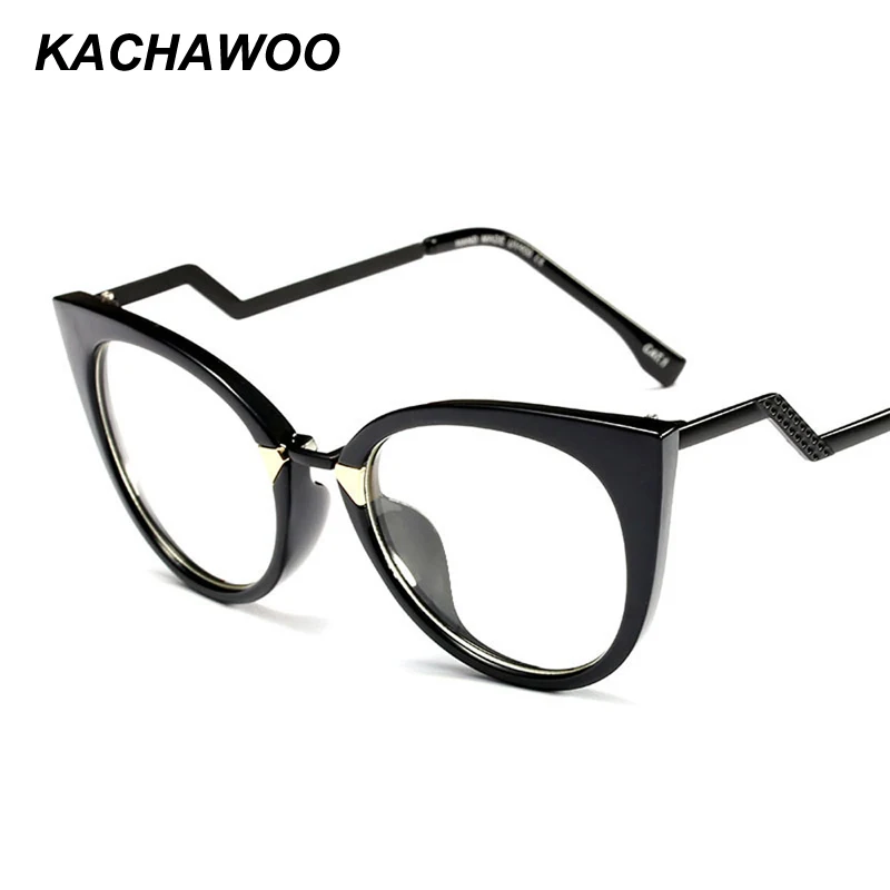 

Kachawoo vintage cat eye eyeglasses frames women 2018 half metal blue leopard black fashion glasses female accessories