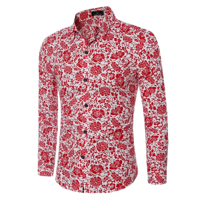 Mens Floral Dress Shirts The Spring Of The New Men Fashion Fancy Shirts Men Plus Size Mens