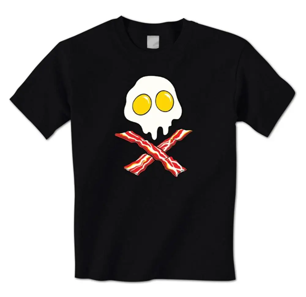 man t shirt Bacon And Eggs Skull & Crossbones Breakfast Meat Strips