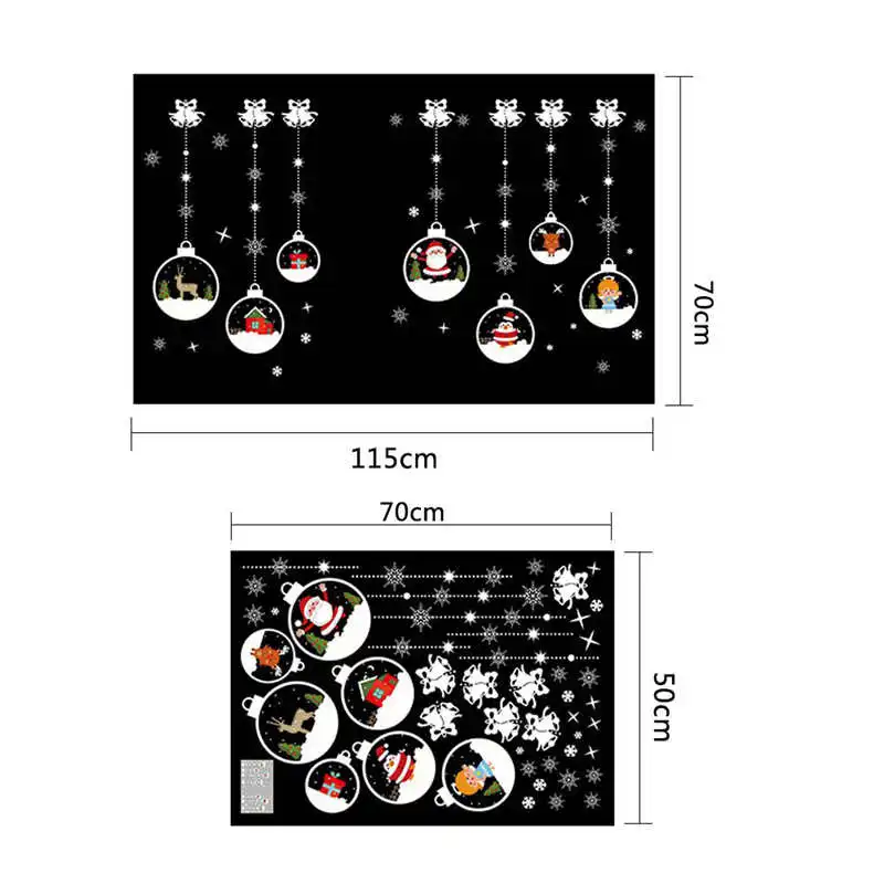 Christmas Living Room Xmas Santa Claus Snowman Elk Wall Stickers Window Decor 70cm50cm wall stickers bedroom stars #2o26 (9)