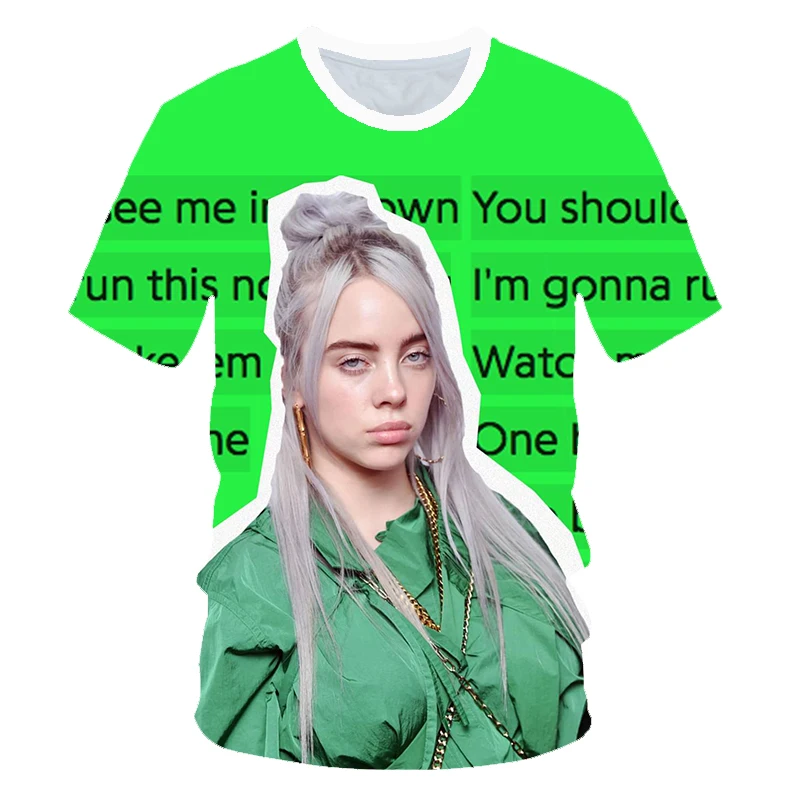 Новая 3D футболка Billie Eilish новая модная Мужская/Женская Популярная с коротким