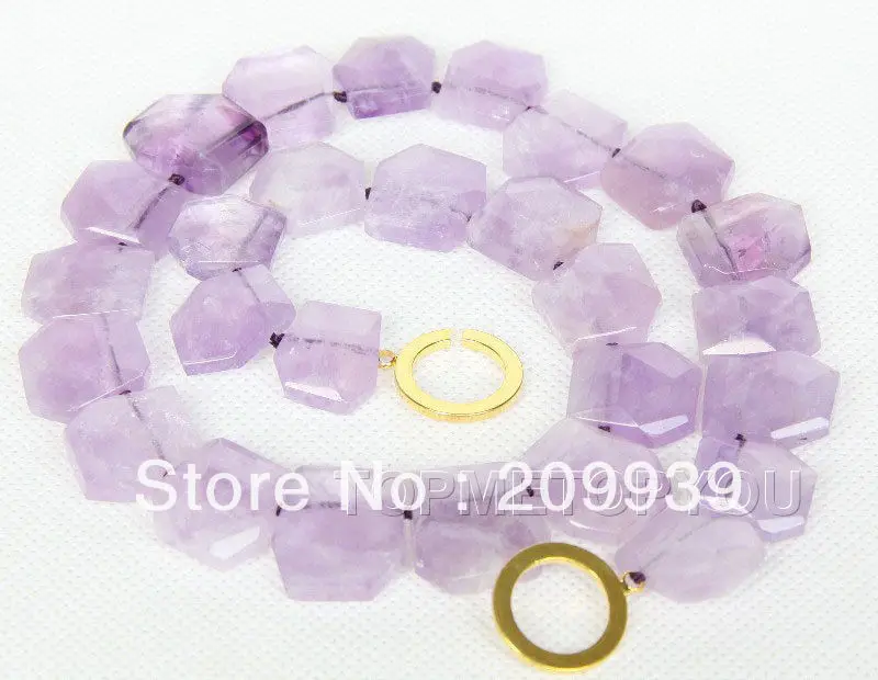 

huij 002843 Genuine BIG faceted Amethyst polygon necklace