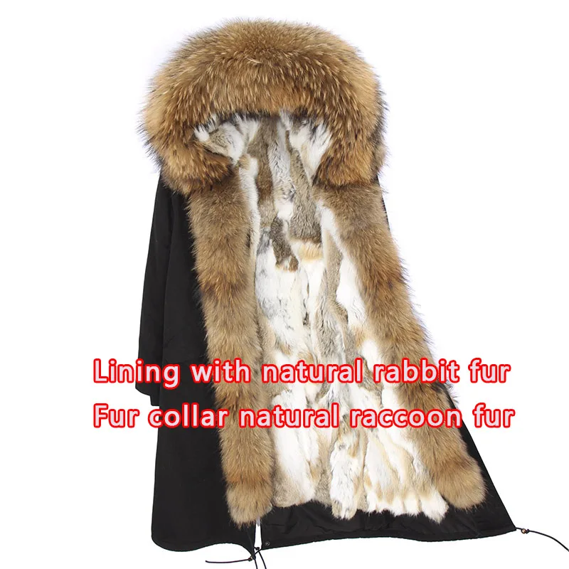 Maomaokong роскошное модное зимнее пальто для девочек с воротником из натурального Лисьего меха, пальто с подкладкой из меха енота, куртка в стиле милитари - Цвет: EC2-E23