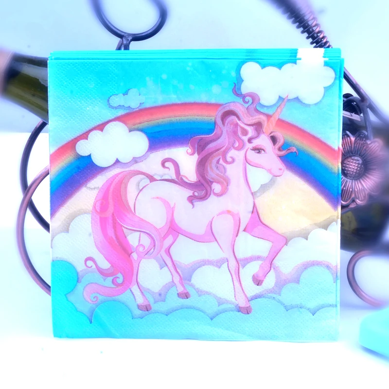 

Decoupage wedding serviettes paper napkin elegant tissue cute cartoon animal unicorn rainbow birthday beautiful party decor 20
