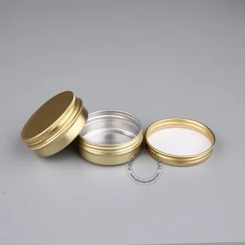 

50pcs/lot 30g Golden Aluminium Jar Tin,1oz Empty Cosmetic Containers For Skin Care Cream Perfume Balm, Metal Storage Pot Box