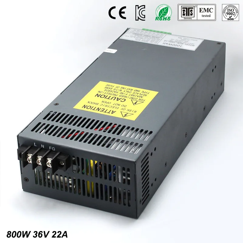 

Universal36V 22A 800W Regulated Switching Power Supply Transformer100-240V AC to DC For LED Strip Light Lighting CNC CCTV MOTOR