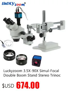 Luckyzoom бренд 3.5X-90X50/50 Сплит SIMUL-FOCAL микроскоп двойной стрелы стенд Тринокулярный Стерео зум микроскоп набор