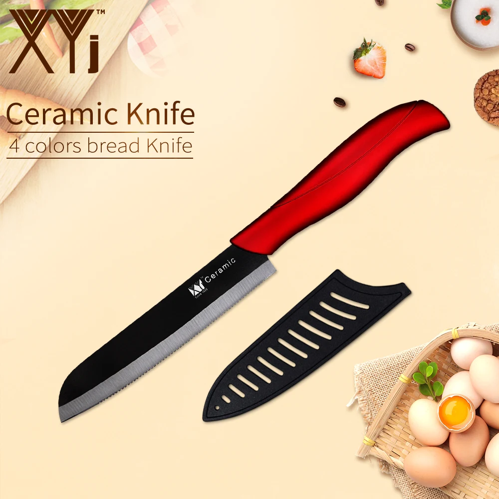 

XYj 6'' Kitchen Bread Ceramic Knife Colorful Handle Black White Blade Plastic Handle Knife Cooking Tool Accessory Kitchen Gadget