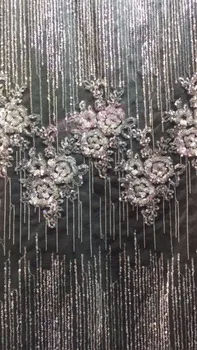 

on sale glued glitter mesh embroidery lace fabric Jolin-42039 special hand print glued glitter lace fabric
