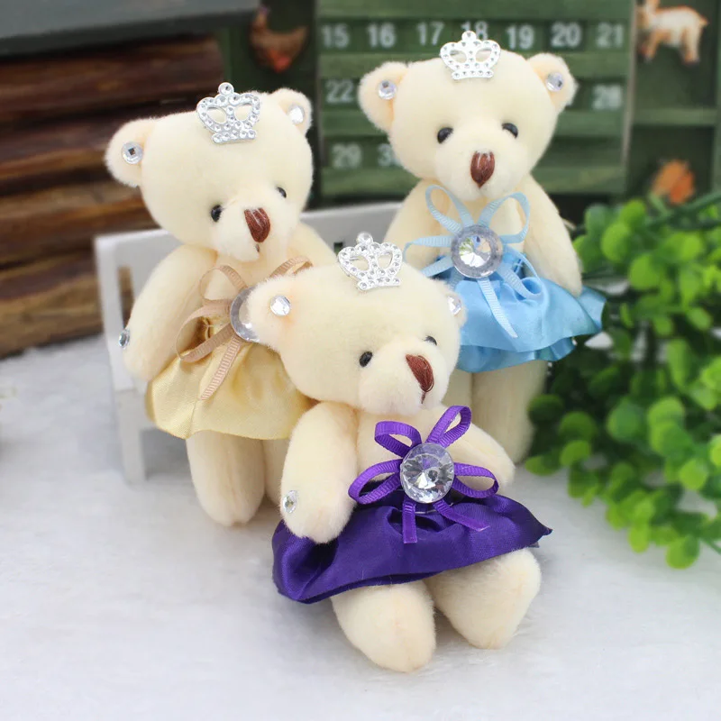 

50PCS/Lot Mini Teddy Bear Stuffed Plush Toys 12cm Small Bear Stuffed Toys pelucia Pendant Kids Birthday Gift Party Decor J09101