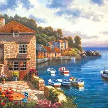 Diy картина лодочный холст Пейзаж изображения пронумерованы ручной работы куадро Decoracion работа для гостиной 40x50 см без рамы