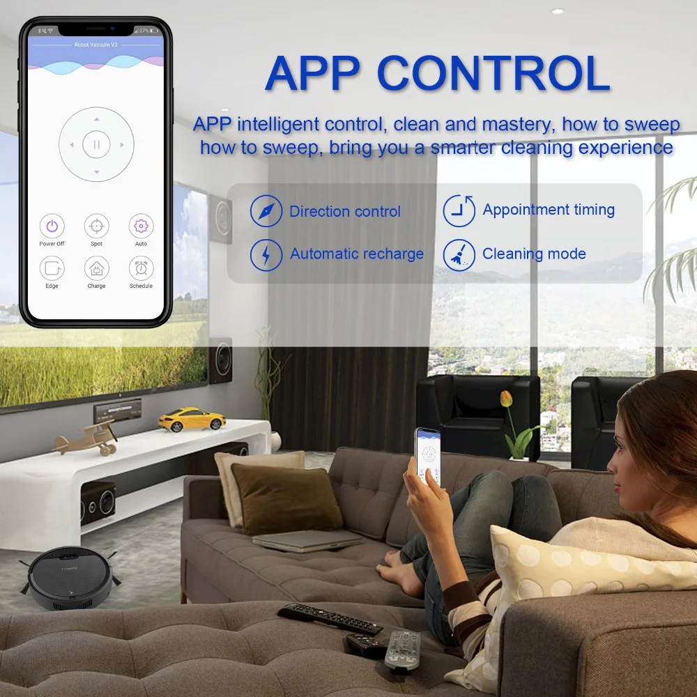 Pureatic V2 Intelligent Robot Vacuum Cleaner App Control Big Suction  Automatic Recharge Plan time for Pet Hair Home with Mop - AliExpress Home  Appliances