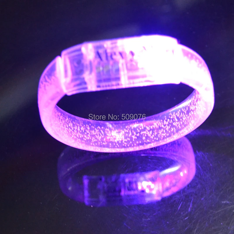 

make LOGO 24pcs/lot light up bangle LED Flash Blinking Party Bracelet flashing acrylic Wrist Band for party event supplies