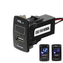 5 в 2.1A USB интерфейс разъем автомобильное зарядное устройство и измеритель напряжения батарея монитор использовать для Honda, Civic, Spirior, CRV, Fit Jazz, City, Accord