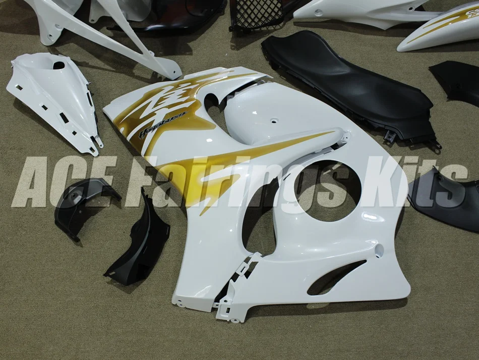 Новые горячие Инъекции обтекатель комплект для SUZUKI Hayabusa GSX1300R 2008- Обтекатели GSX 1300R 08 09 10 11 12 13 14 15 белый золотой