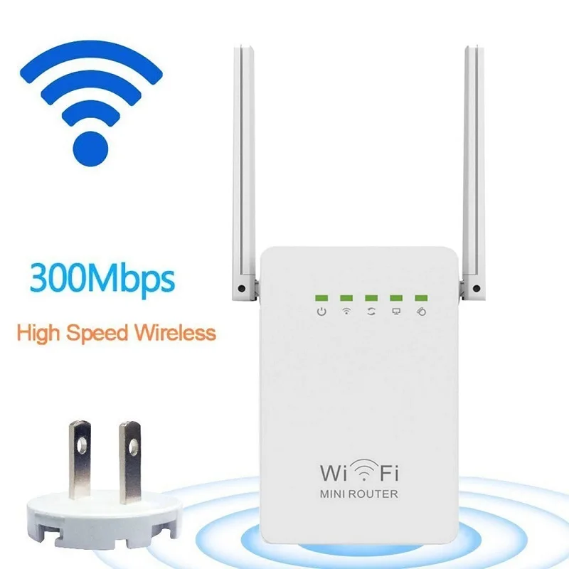 

300Mbps WiFi Router 2.4GHz WiFi Repeater Signal Amplifier Booster Network Extender with Dual Band Antenna with WPS Repeater