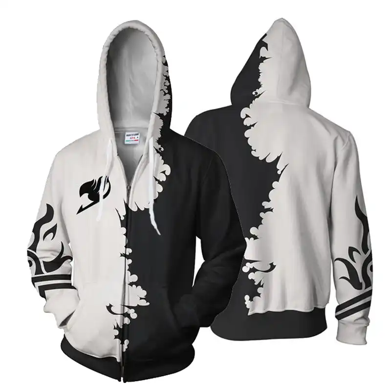 Off white and black Japanese samurai Anime 3d Zip up Off white and black Japanese samurai Anime 3d Zip up