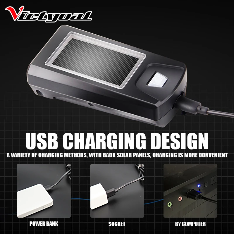 VICTGOAL USB Солнечная перезаряжаемая велосипедная фара фонарик для велосипедных фар