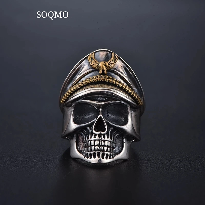 SOQMO 925 Серебряный Солдат Второй мировой войны юбилей мужчины s кольца в стиле панк