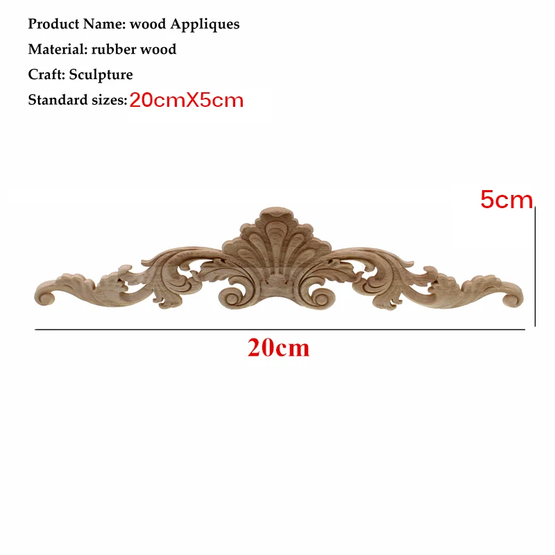 Резьба по дереву, мебель, винтажный домашний декор, украшение сада, аксессуары для дома, массивная деревянная аппликация, резной цветок, миниатюрная деталь - Цвет: 20cmX5cm