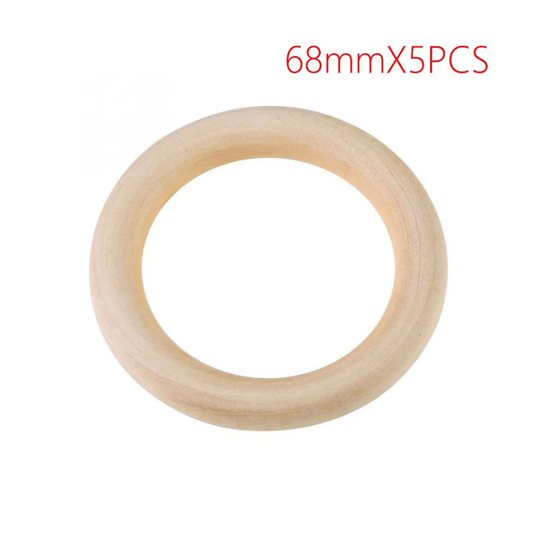 25mm-68mm Natural Wooden Baby Teething Rings Infant Teether Toy Necklace Bracelet For 3-12 Month Infants Tooth Care Products - Цвет: 68mmX5PCS