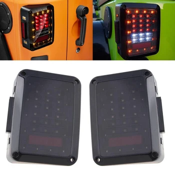 

Black Smoked Lens LED Reverse Brake Tail Lights For Jeep Wrangler JK 2007-2016