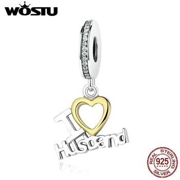 

2019 New Arrival 100% 925 Sterling Silver I LOVE Husband Dangle Charm Fit Original WST Bracelet Authentic Jewelry Lover Gift