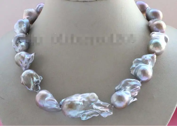 

Free shipping hot sale Women Bridal Wedding Jewelry >>17" Genine Natural 45mm Baroque Purple reborn Keshi Pearl Necklace