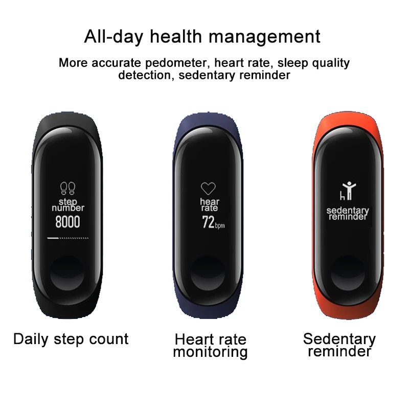 Original Xiaomi mi band 3 Smart wristband bracelet 3 instant message caller ID waterproof OLED forecast clock miband 3
