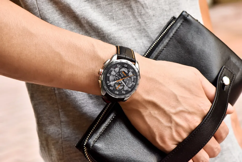 PAGANI, дизайнерские кварцевые часы с кожаным каркасом, водонепроницаемые часы, люксовый бренд, спортивные часы, мужские часы, многофункциональные часы из нержавеющей стали