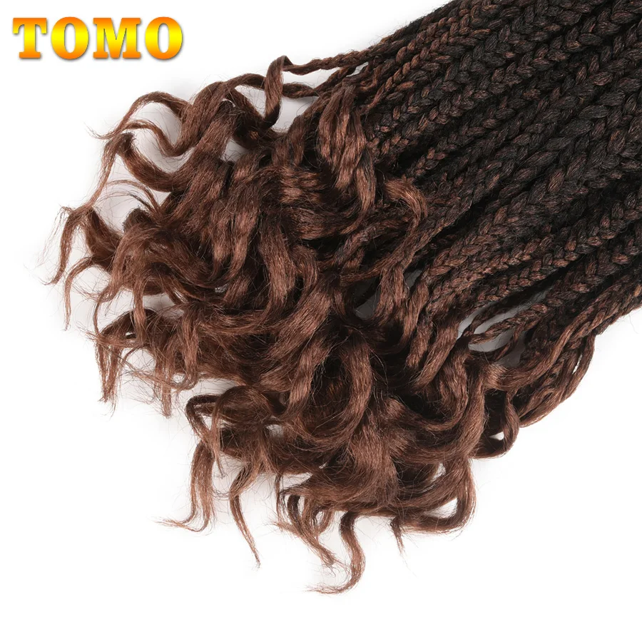 TOMO, 14, 18, 24 дюйма, вязанные крючком волосы, коробка, косички, кудрявые концы, Омбре, синтетические волосы для плетения, 22 пряди, плетение, наращивание волос