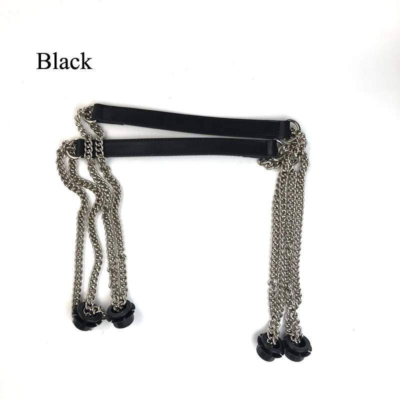 1 Pair Superfiber Leather Flat Handles  Handle Double Metal Chain for O Bag for EVA Obag Women Bag accessories