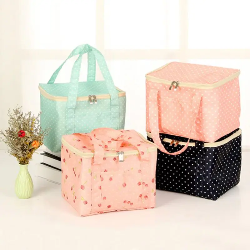 معزول الحرارية صندوق ملون الغذاء حقيبة التخزين نزهة الحاويات قماش المنزل حقيبة التخزين أكياس الطباعة المحمولة