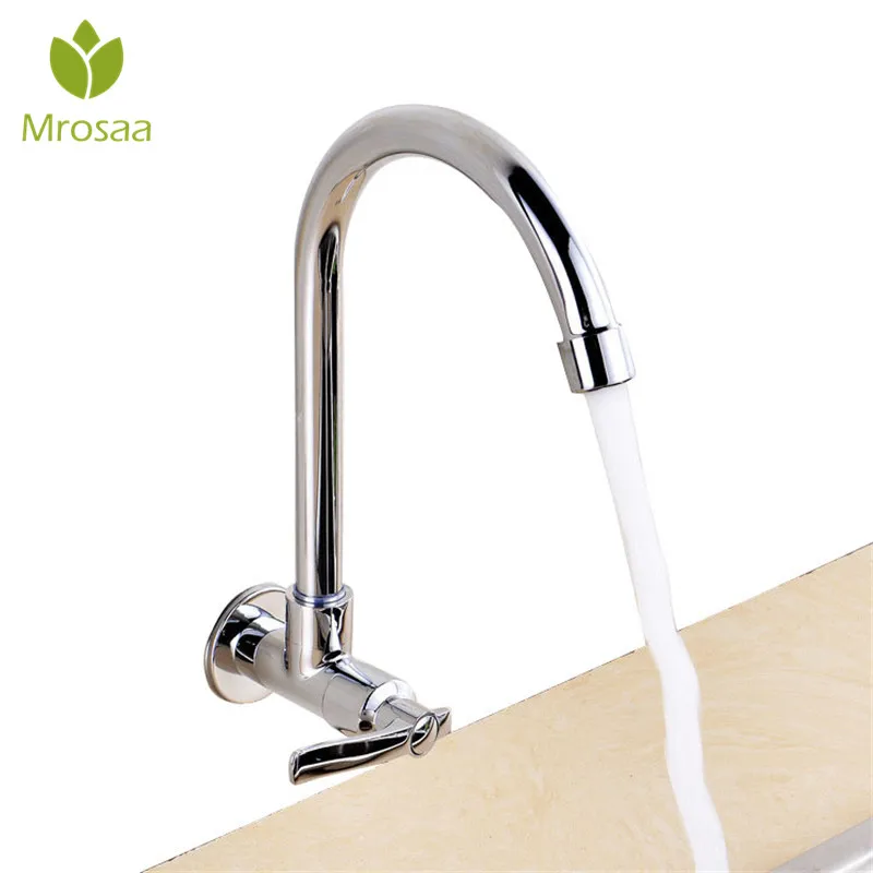 

1 Pcs KCASA 360 Degree Rotation Basin Faucets Wall Mounted Sink Water Flow Tap For Bathroom Kitchen Basin Cold Water Faucet